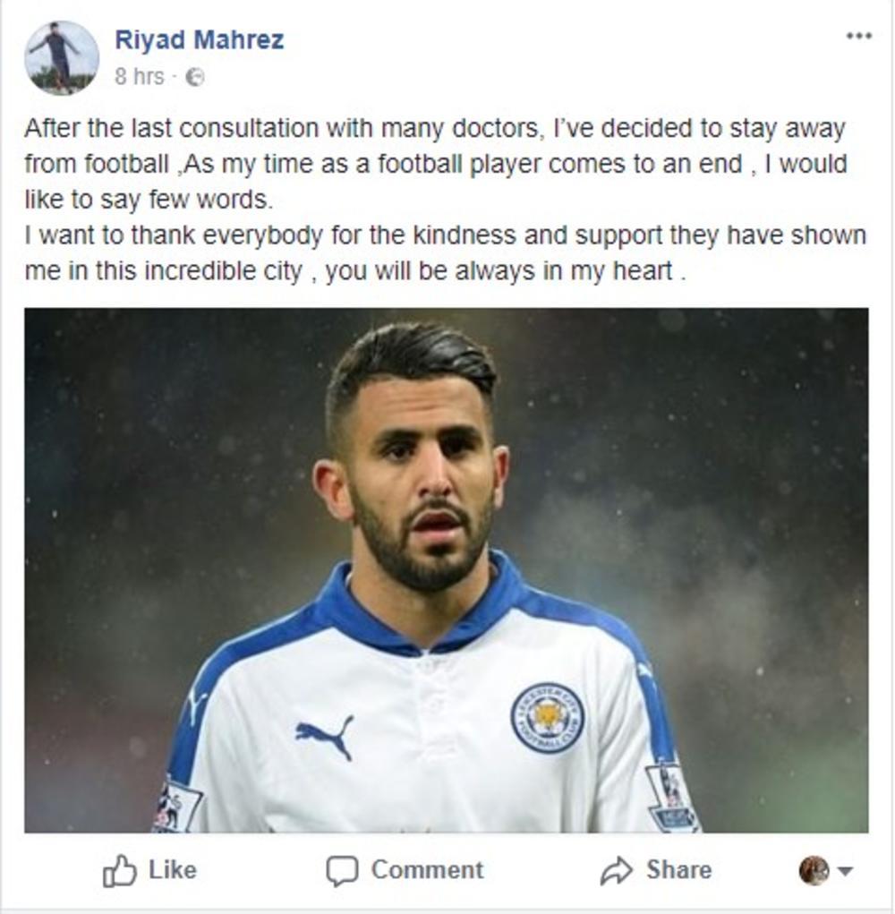 Objava na Fejsbuk profilu Rijada Mareza je šokirala sve u Engleskoj