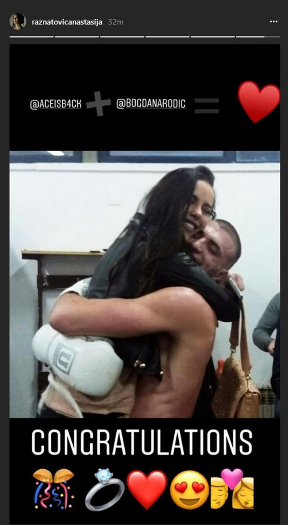 Anastasija im je čestitala i na svom Instagram profilu  