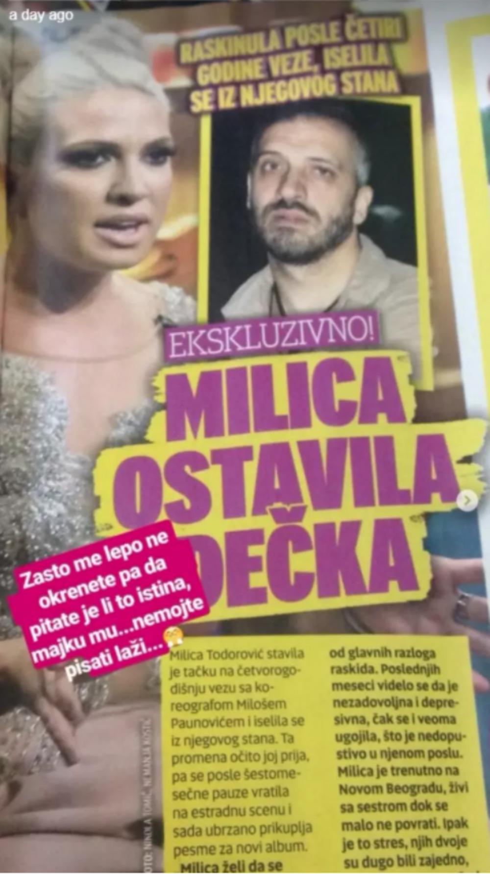 U poslednje vreme se povela rasprava o Miličinoj vezi sa Milošem 