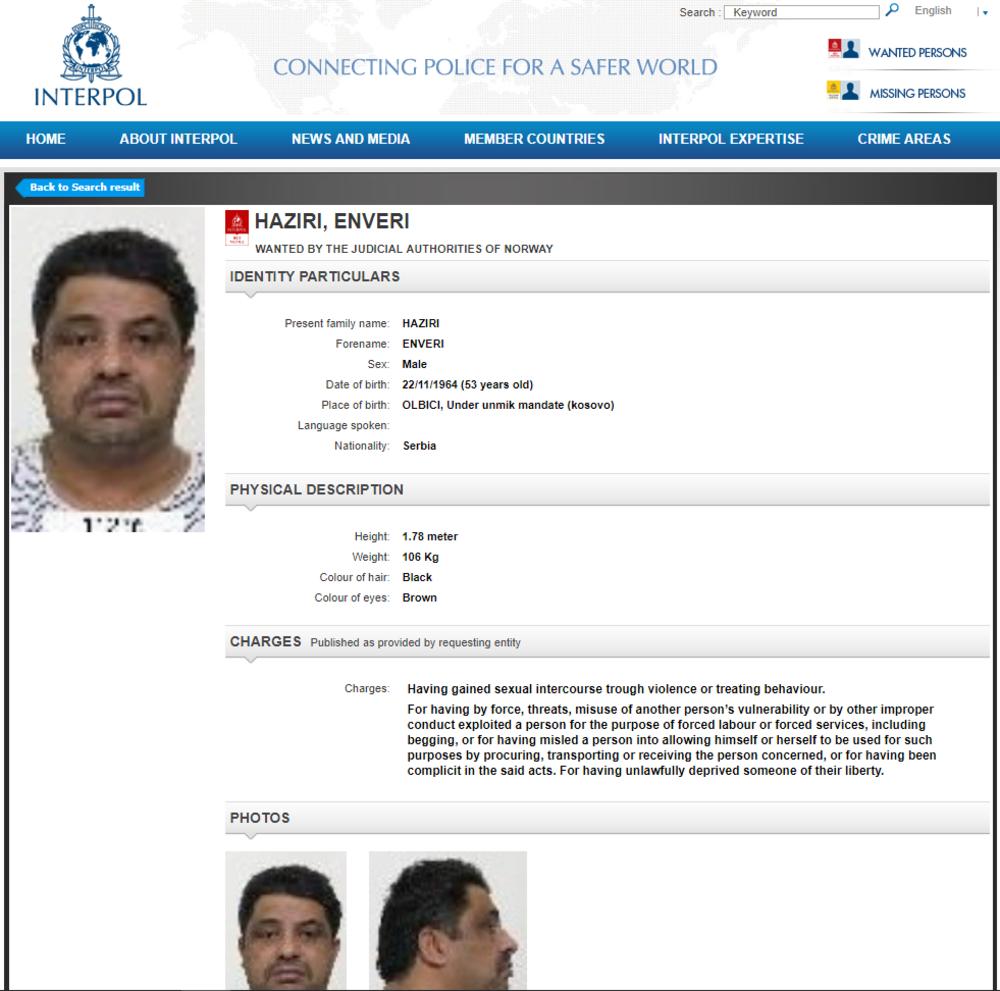 Interpolova poternica osoba sa srpskim državljanstvom  