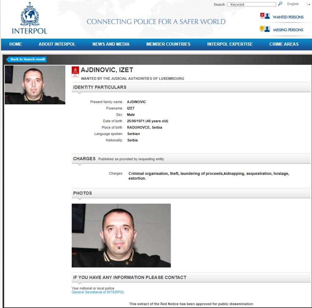 Interpolova poternica osoba sa srpskim državljanstvom  