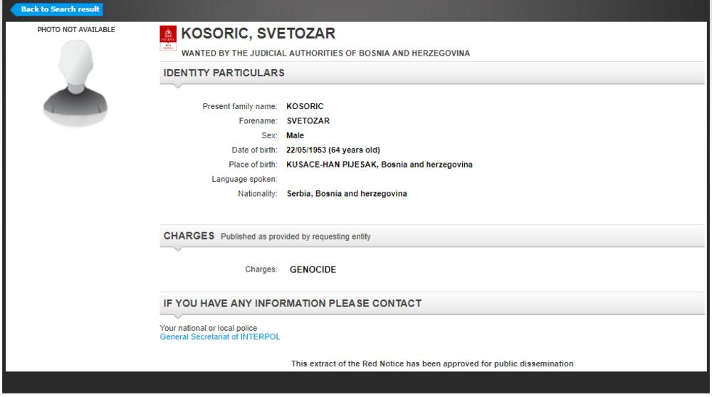 Interpolova poternica osoba sa srpskim državljanstvom  