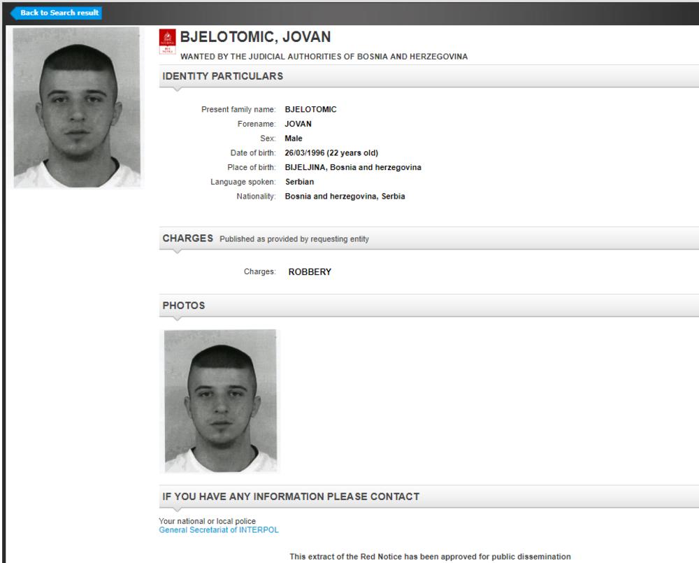 Interpolova poternica osoba sa srpskim državljanstvom  