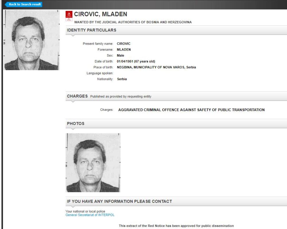 Interpolova poternica osoba sa srpskim državljanstvom  