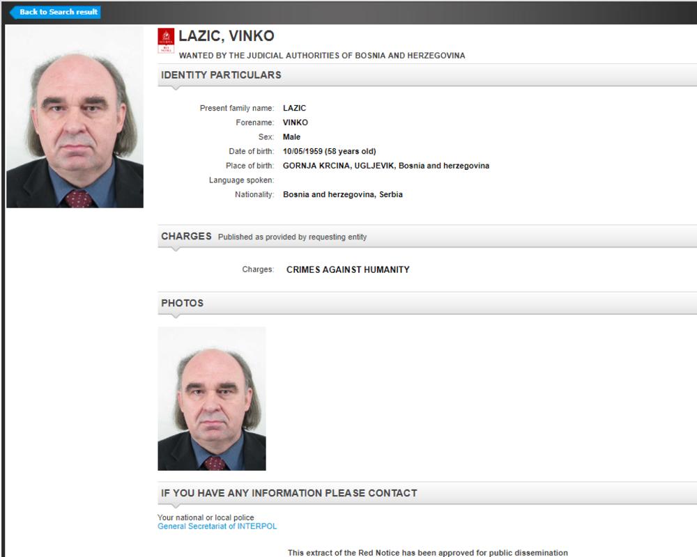 Interpolova poternica osoba sa srpskim državljanstvom  