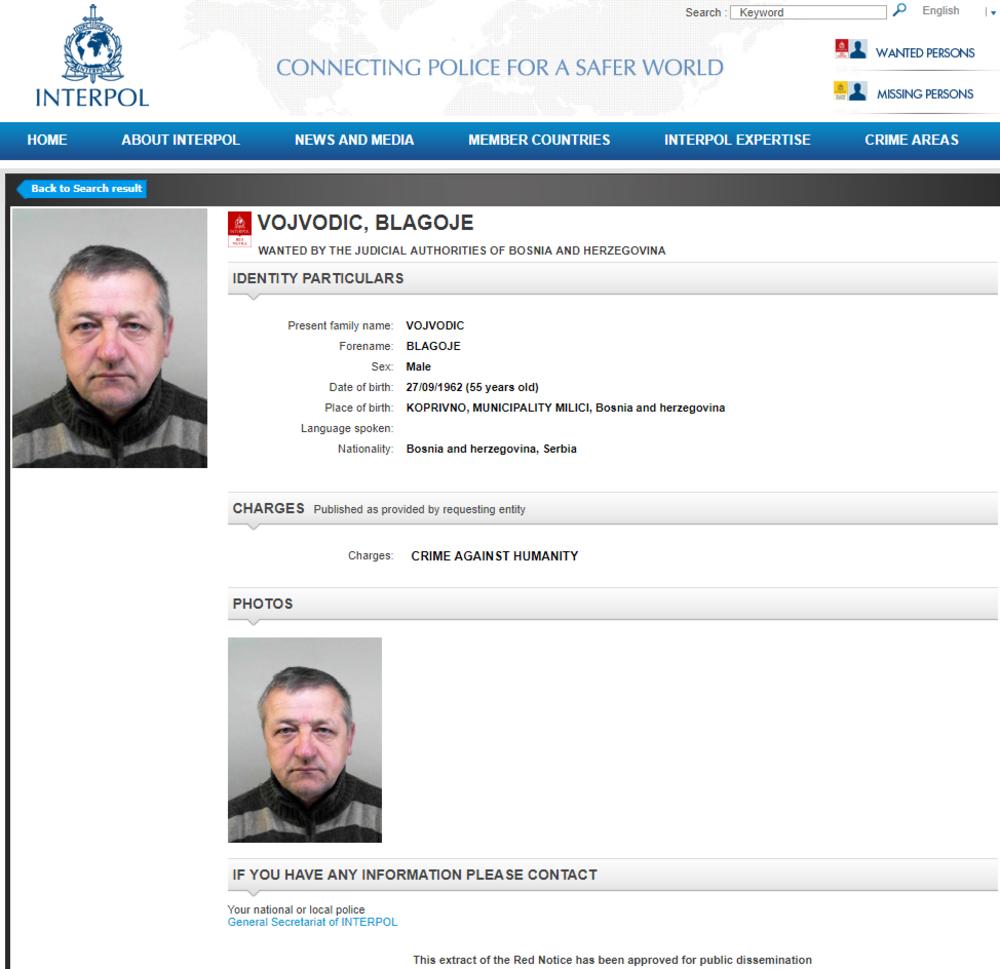 Interpolova poternica osoba sa srpskim državljanstvom  