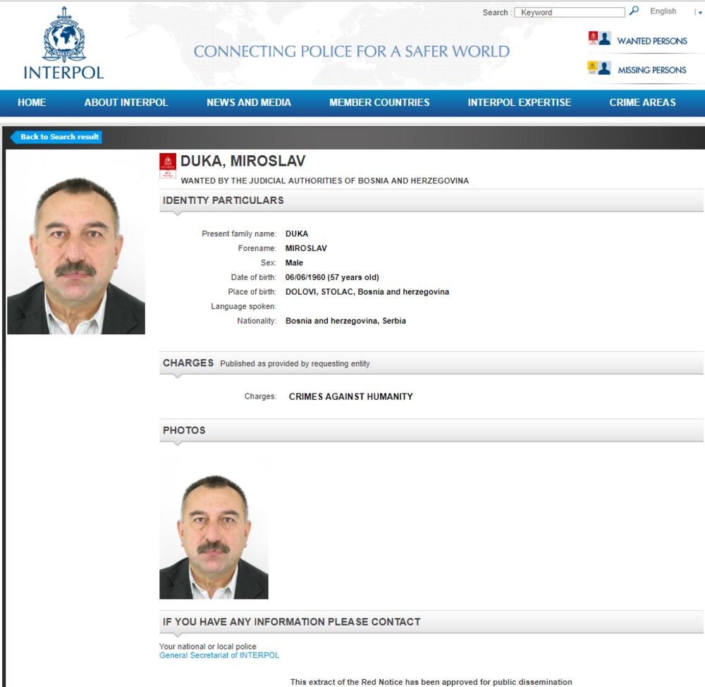 Interpolova poternica osoba sa srpskim državljanstvom  