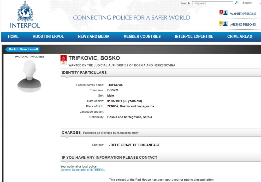 Interpolova poternica osoba sa srpskim državljanstvom  