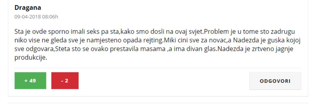 Komentari čitalaca o Mikiju i Nadeždi  