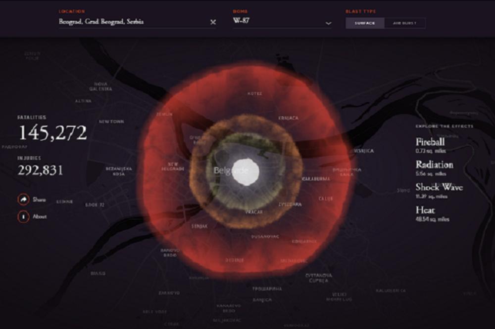 Šta bi se dogodilo kad bi nuklearna bomba pala na gradove u Srbiji? Ne bi svi bili isto pogođeni, neki bi se i izvukli (FOTO)