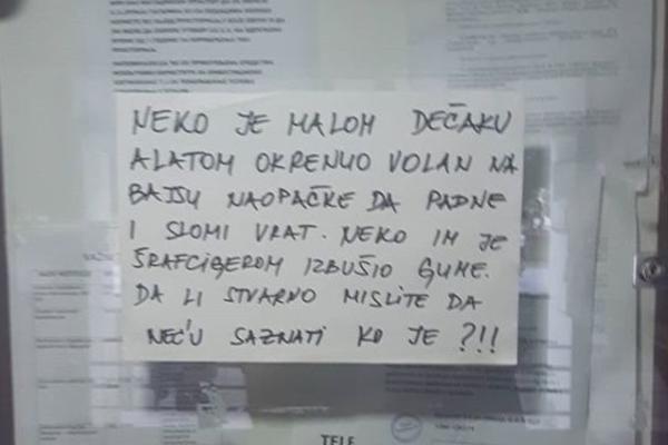 Neko je malom detetu okrenuo volan i izbušio gume kako bi slomio vrat: LJUDI, U ŠTA SMO SE TO PRETVORILI? (FOTO)