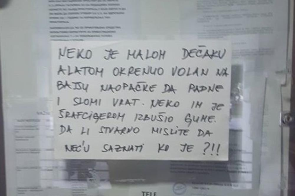 Neko je malom detetu okrenuo volan i izbušio gume kako bi slomio vrat: LJUDI, U ŠTA SMO SE TO PRETVORILI? (FOTO)