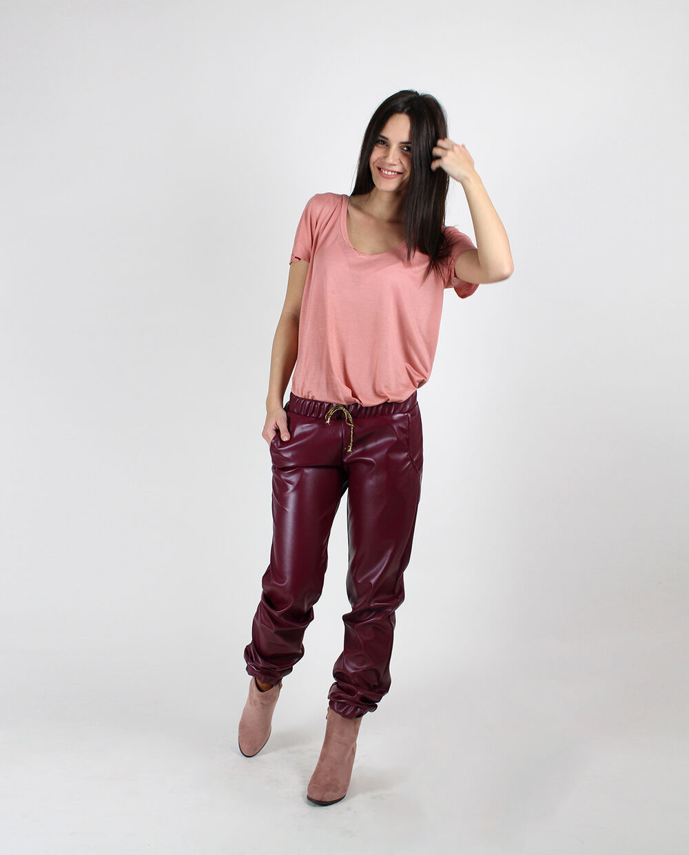 Široke baggy pantalone od eko kože  