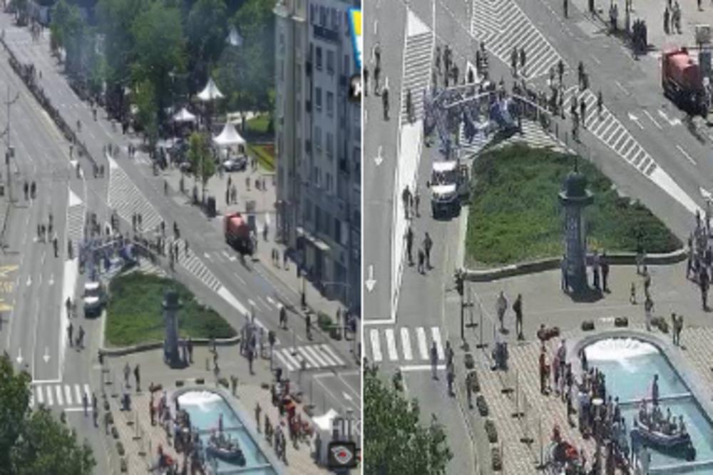 FONTANOM PLOVI JEDNA MALA BARKA: Policijski čamac na Trgu Nikole Pašića zapalio društvene mreže BAŠ KAD SMO MISLILI DA SMO SVE VIDELI! (FOTO)