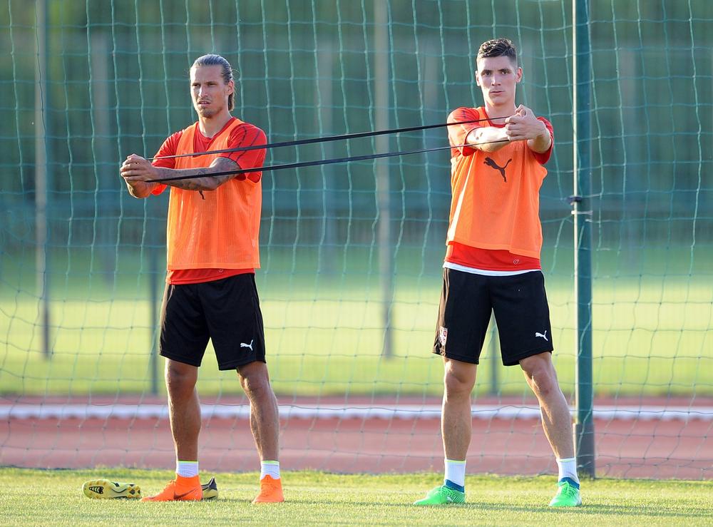 Nikola Milenković i Aleksandar Prijović na treningu reprezentacije Srbije