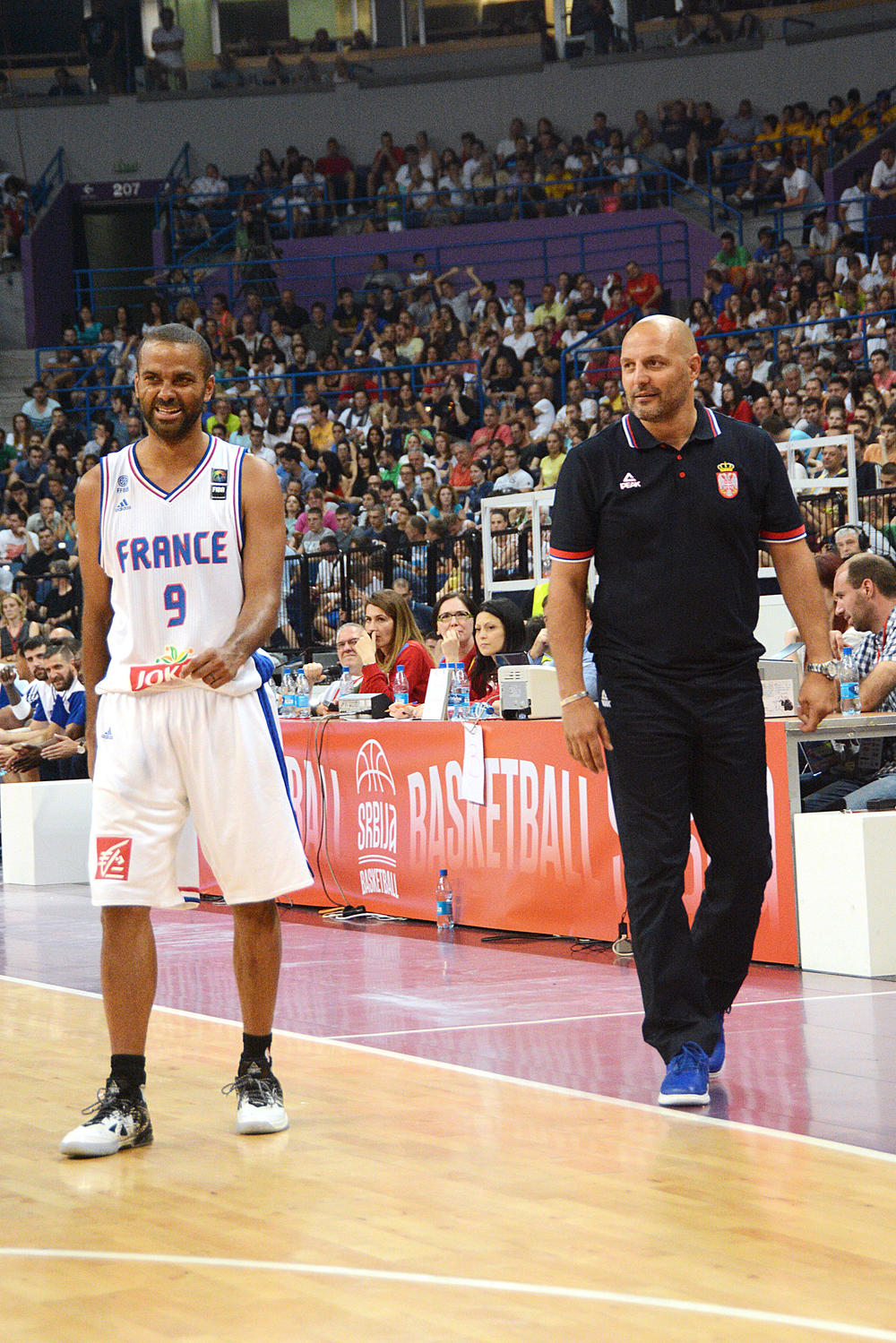 Toni Parker i Saša Đorđević na prijateljskom meču Srbija - Francuska