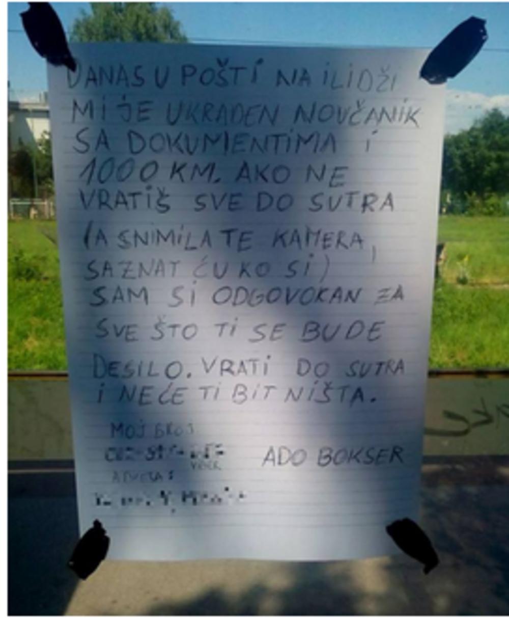 do Bokser je ostavio poruku onom ko mu je ukrao novčanik  