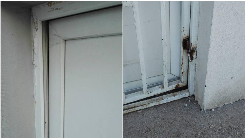 Vrata koja su vandali udarali metalnim šipkama  