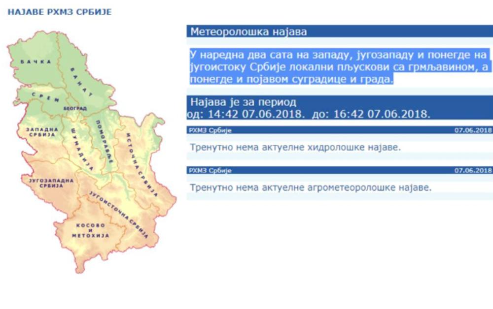 U naredna dva sata pljuskovi  