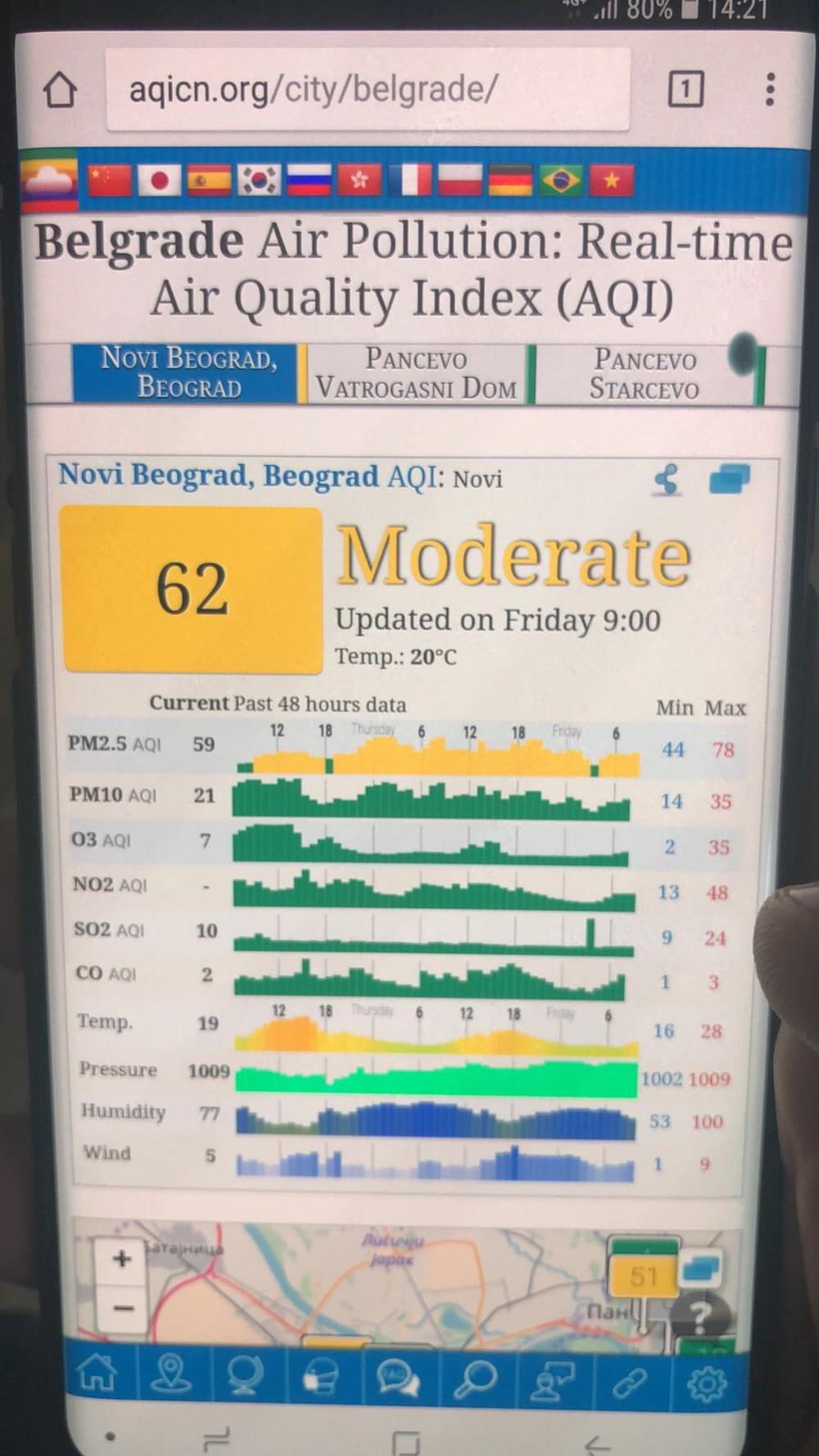 Zagađenost vazduha na Novom Beogradu    