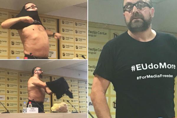 EVROPSKA UNIJA DA UČINI VIŠE ZA SLOBODU MEDIJA: Cvetković se preznojio na konferenciji PA SE SKINUO, a onda je poslao VAŽNU PORUKU! (FOTO)