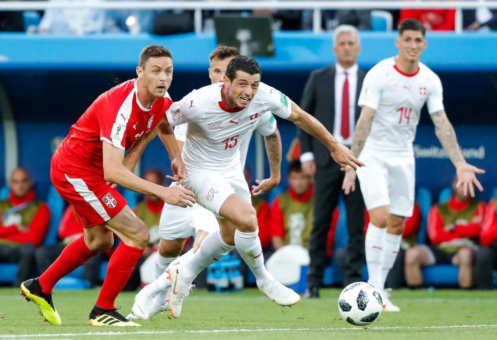 Blerim Džemaili na utakmici protiv Srbije na Svetskom prvenstvu u Rusiji 2018. godine