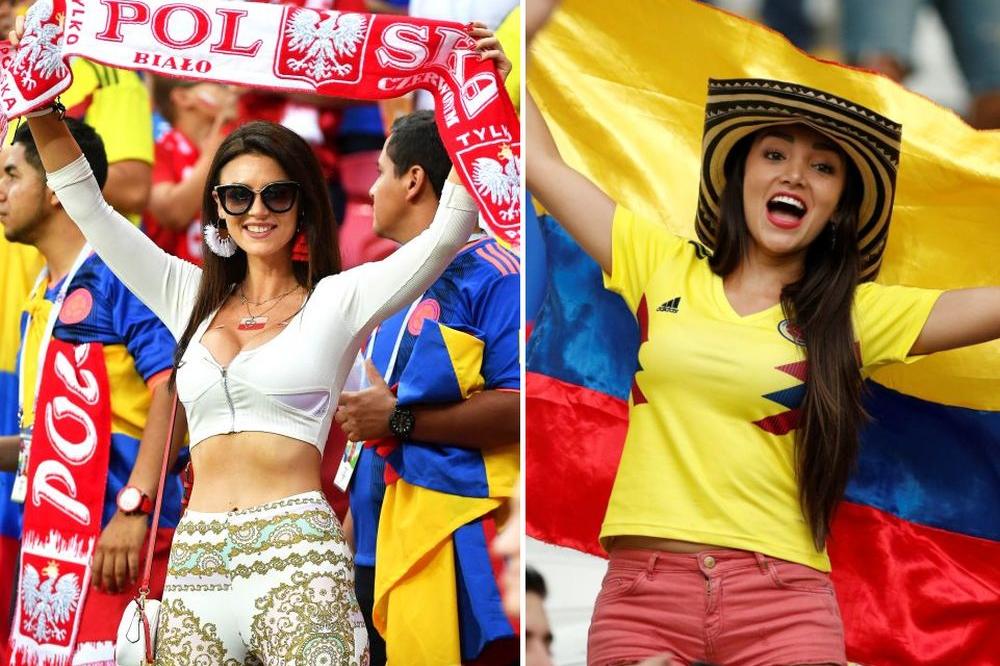 KOGA ZANIMA FUDBAL PORED NJIH?! Okršaj kolumbijskih i poljskih lepotica na tribinama! Ovo je derbi najlepših navijačica na Mundijalu! (FOTO)