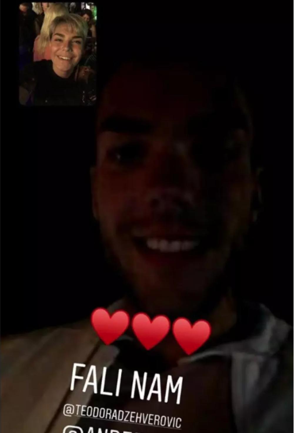 Anđelo je bodrio Teodoru iz publike i bio je na vezi s Minom Vrbaški  