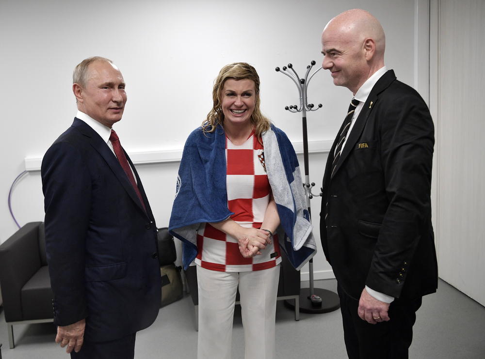 Vladimir Putin, Kolinda Grabar Kitarović i Đani Infantino  