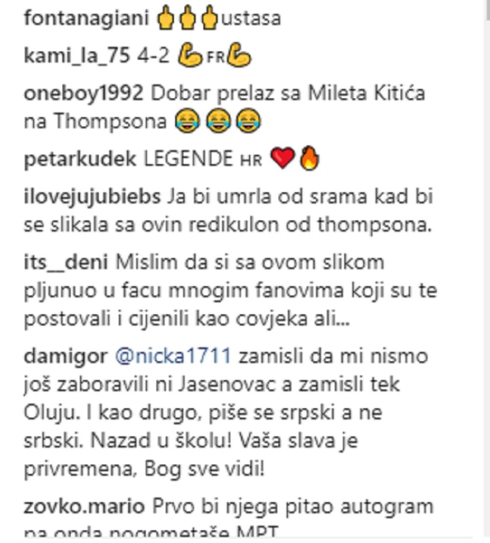 Komentari na Rakitićevu fotku sa Tompsonom  