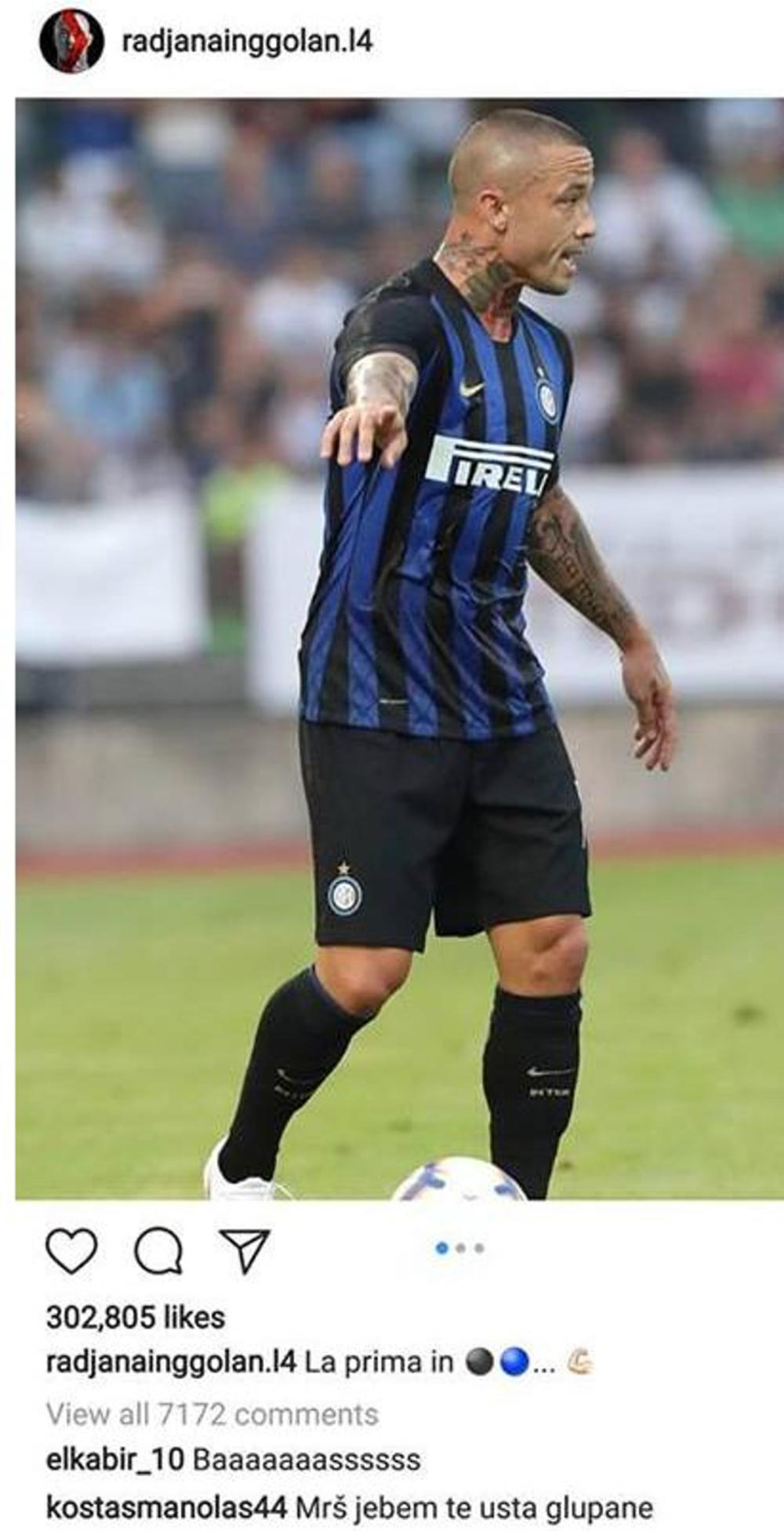 Fotografija sa Naingolanovog Instagrama i Komentar Kostasa manolasa