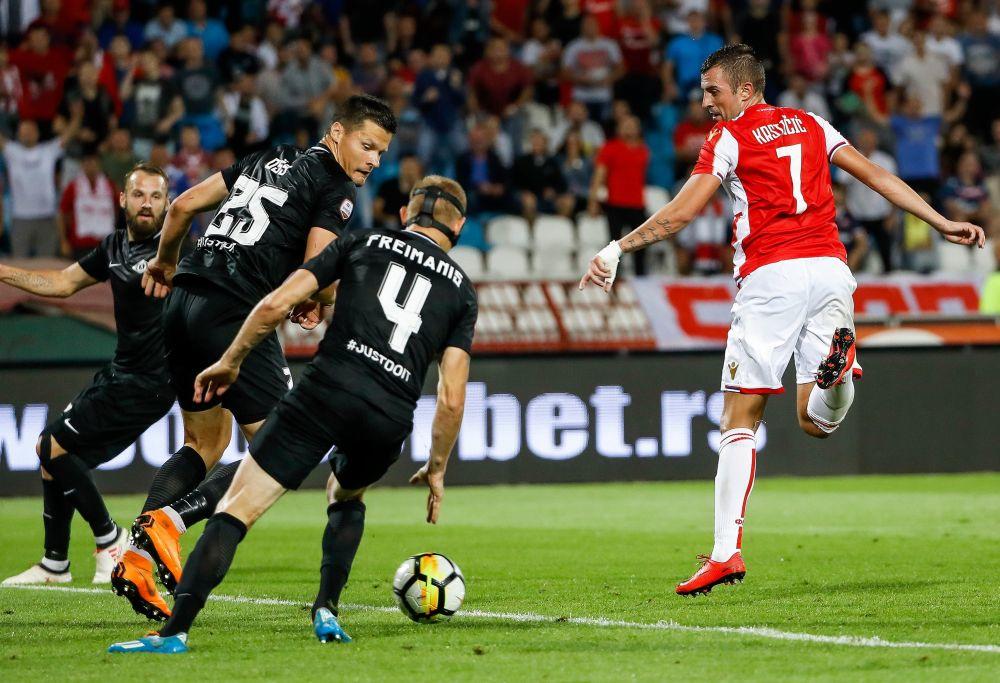 Nenad Krstičić postiže gol petom protiv Spartaksa  