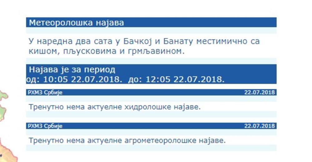 Bačka i Banat prvi na udaru!  