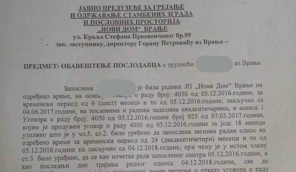 Obaveštenje o trudnoći otpuštene radnice  