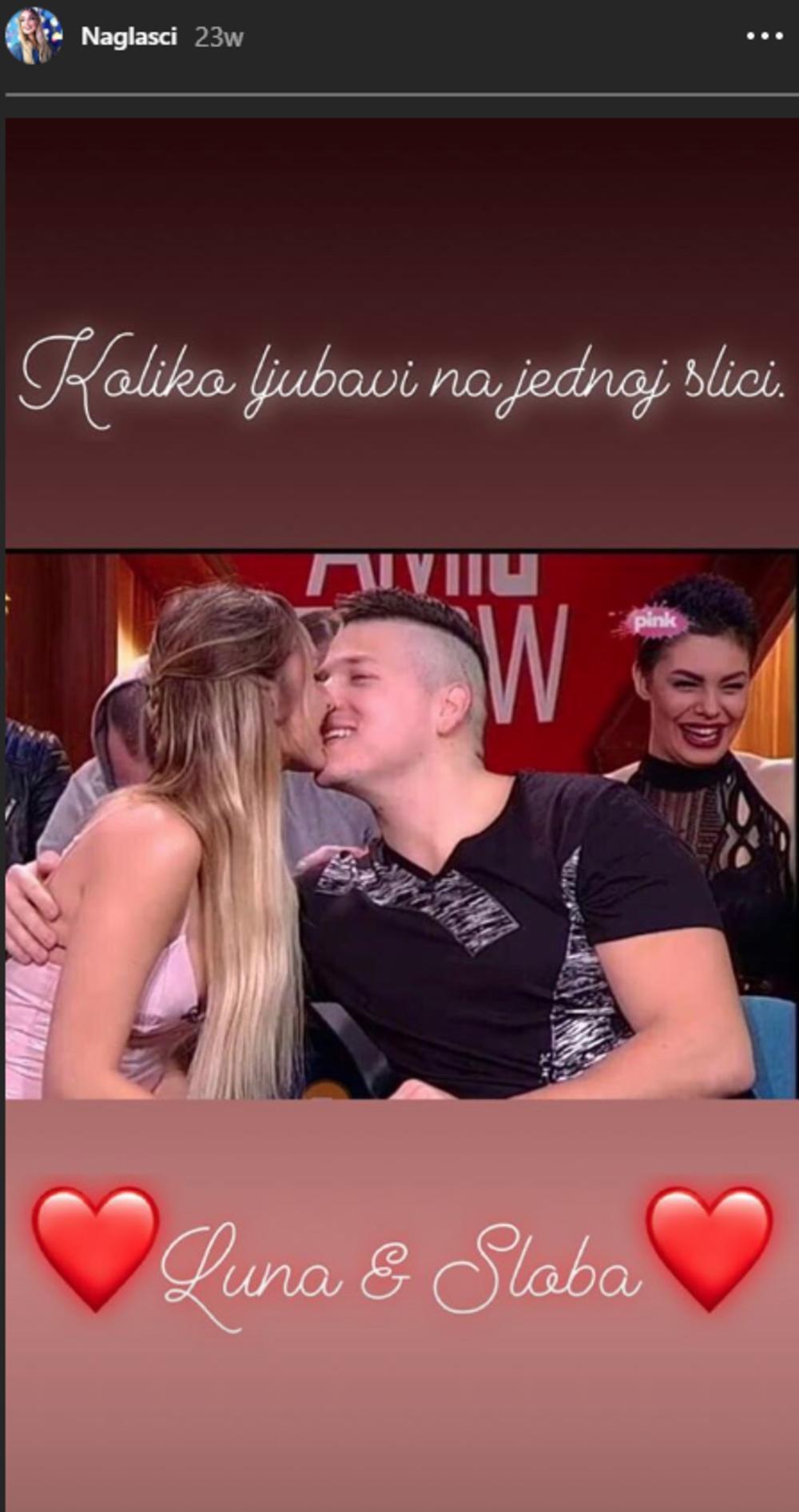 Luna još nije s Instagrama obrisala sliku na kojoj se ljubi sa Slobom  