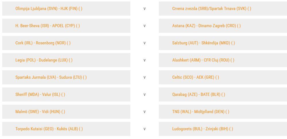 Parovi baraža za ulazak u grupe Lige Evrope  