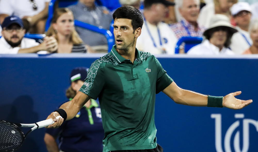 Novak Đoković na meču protiv Stiva Džonsona  