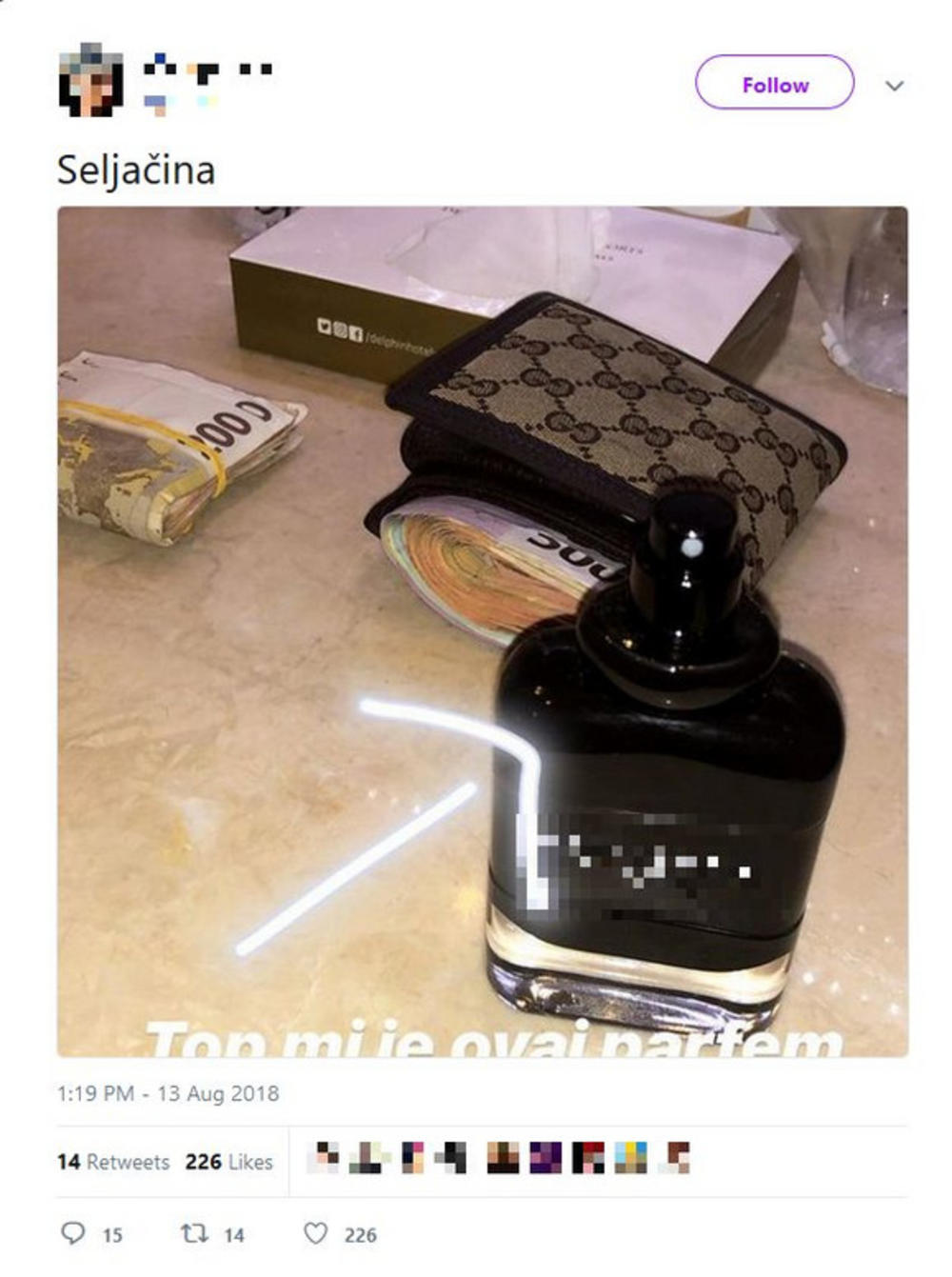 Da li je zapravo hteo da se pohvali novem, a ne parfemom?    