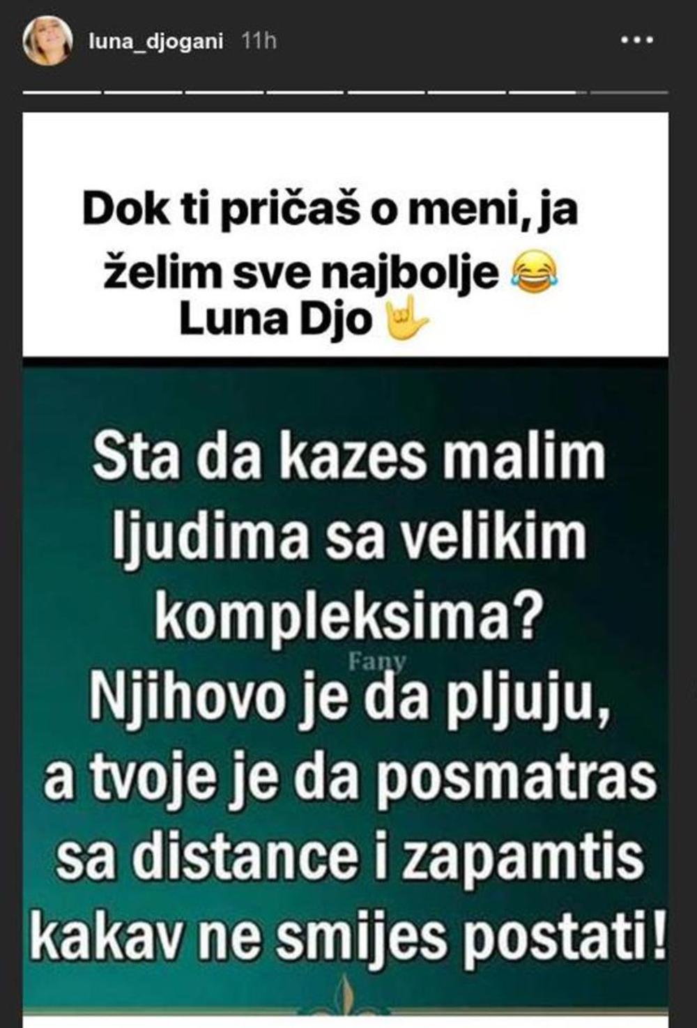 Luna Đogani poslala poruku 