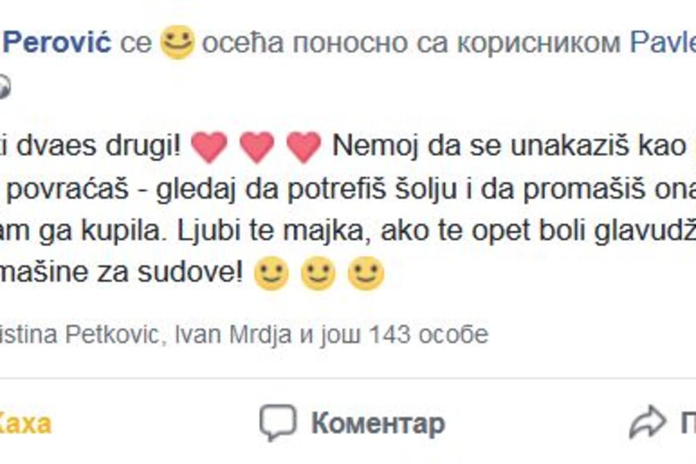 KAD MAJKA ČESTITA SINU ROĐENDAN SVE PUCA: Nemoj da se unakaziš kao prošli put i gledaj da potrefiš šolju! (FOTO)