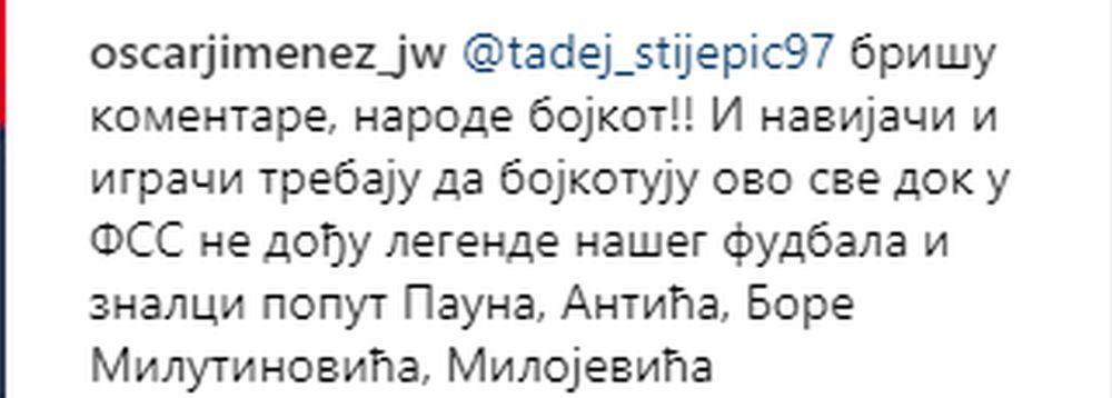 Poziv na bojkot reprezentacije  