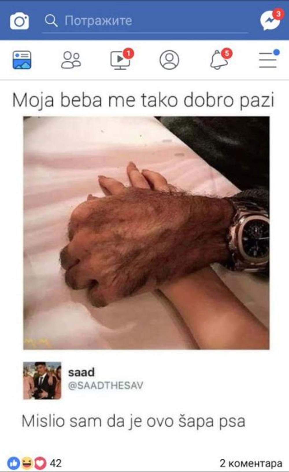 Jedan od korisnika Fejsbuka je mislio da je u pitanju šapa psa  