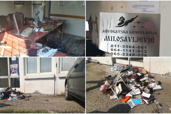 UŠLI SMO U SPALJENU ADVOKATSKU KANCELARIJU NA KOJU JE BAČEN MOLOTOVLJEV KOKTEL: Prozori su popucali, sve je izgorelo i uništeno! (FOTO)