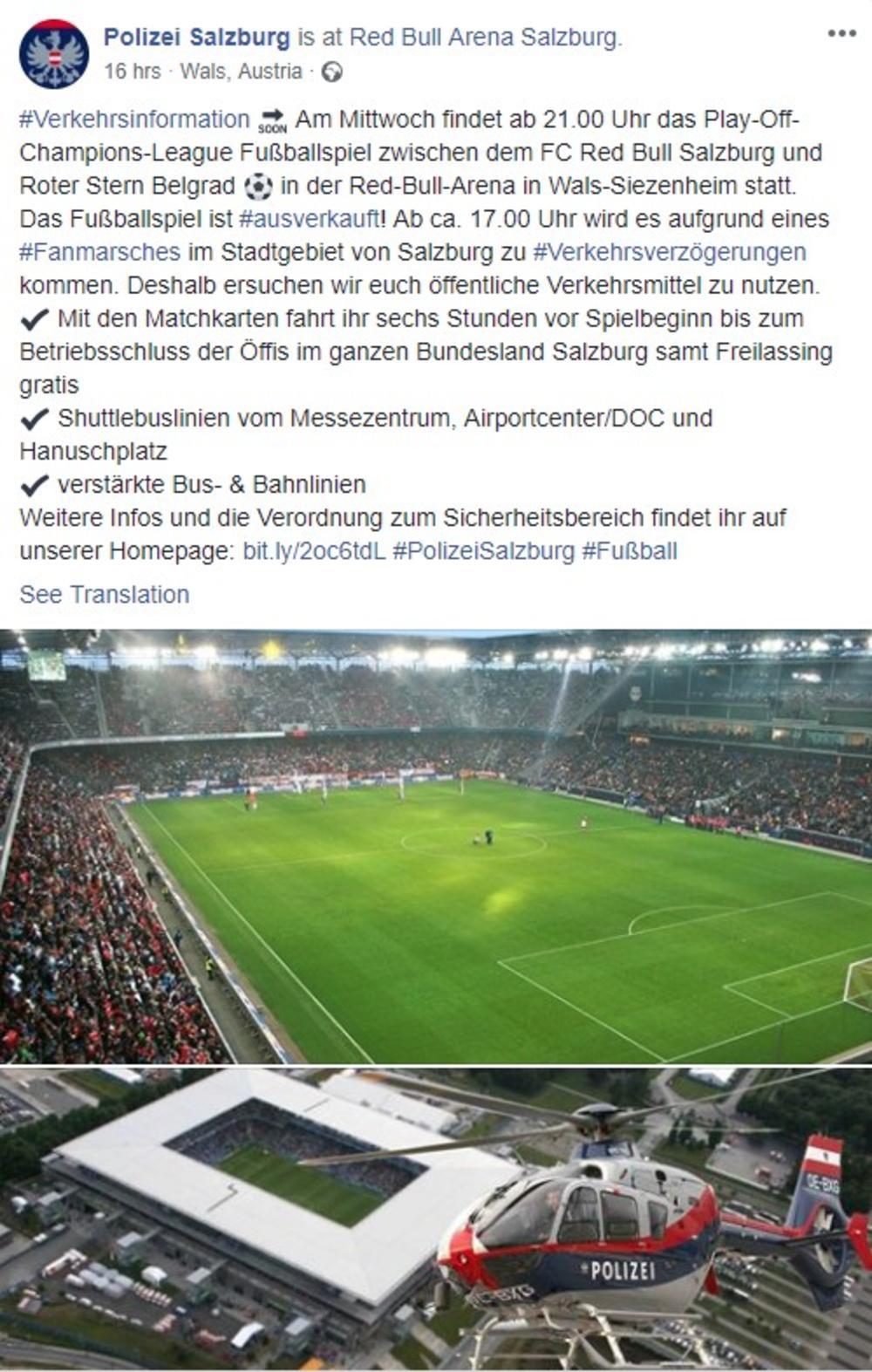 Obaveštenje austrijske policije