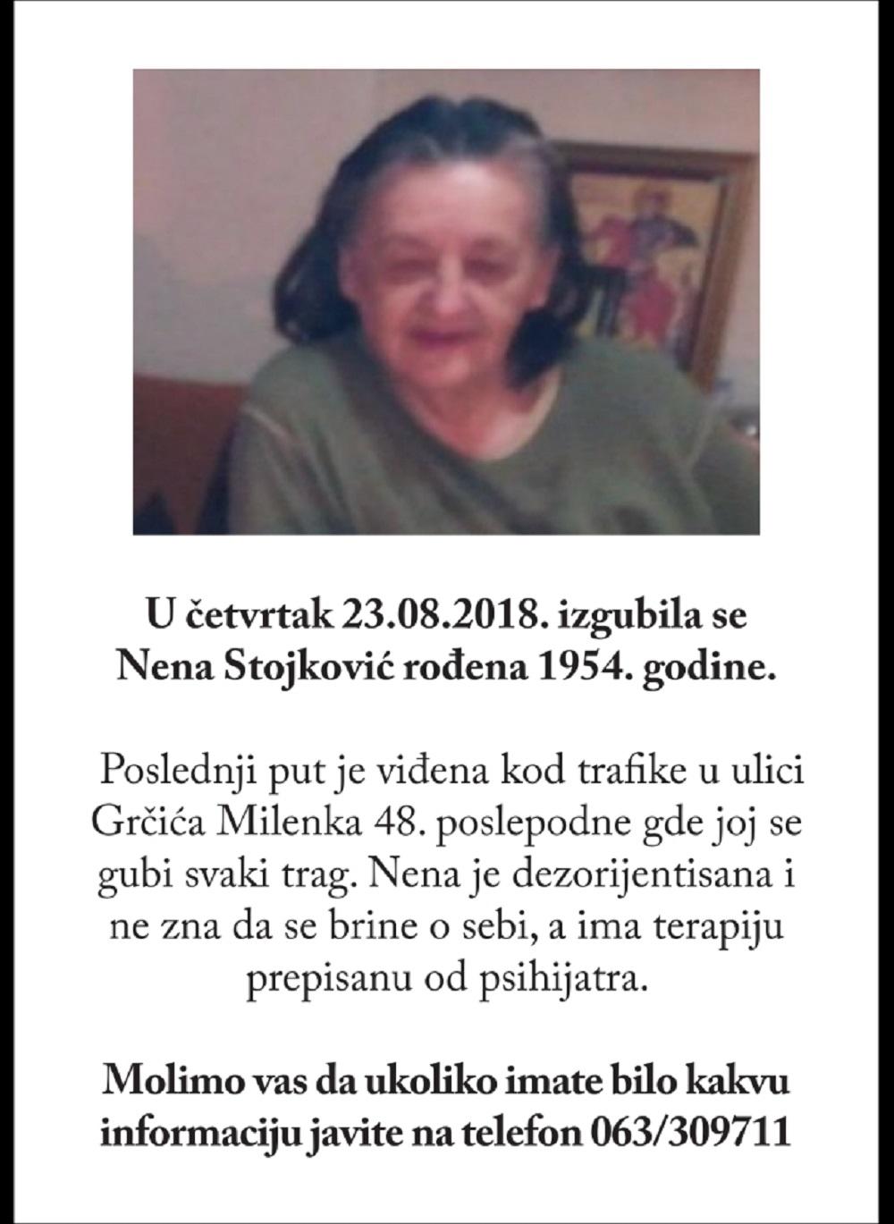 Potraga za Nenom Stojković i dalje traje  