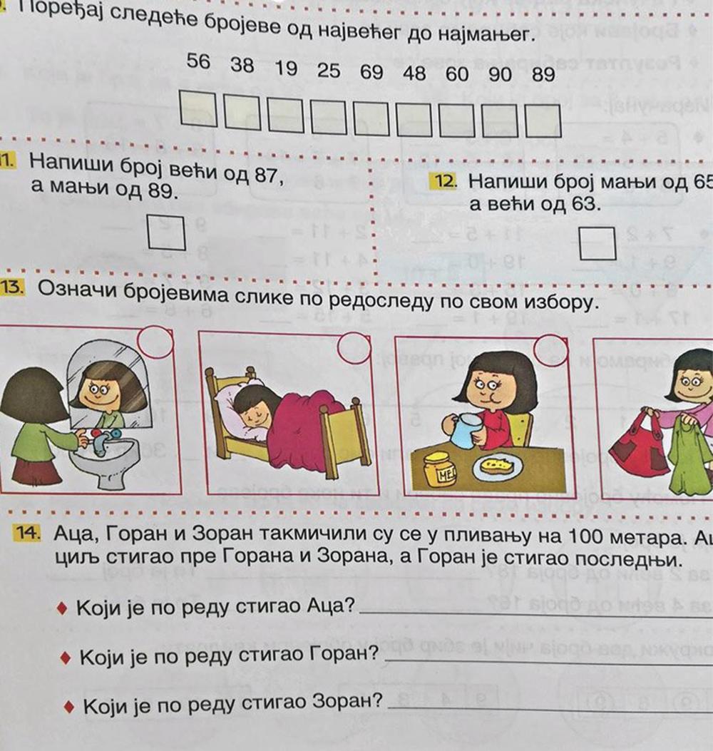 Učenici treba da obeleže redosled događanja po svom izboru  