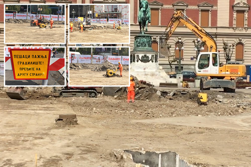 PRIČA SE DA NEMA RADNIKA NA NAJVEĆEM GRADILIŠTU U BEOGRADU: Otišli smo na Trg republike da se uverimo u to, zatekli smo zanimljivu scenu (VIDEO)