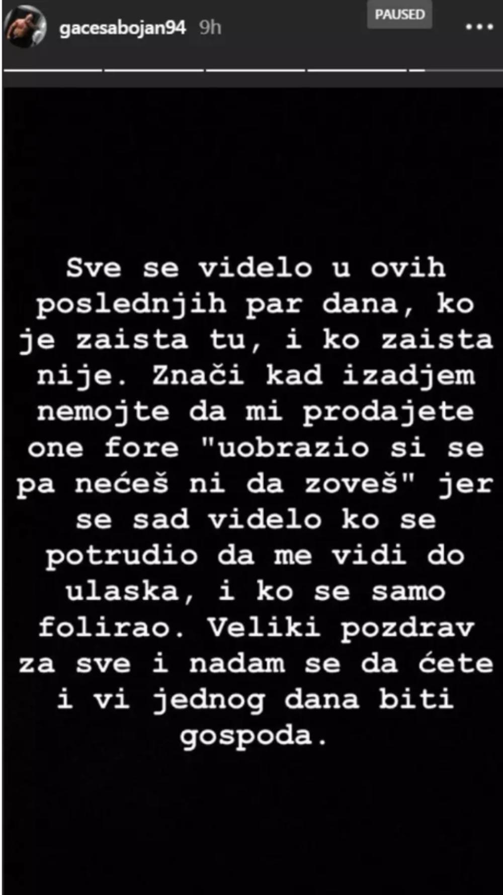 Obratio se svojim pratiocima na Instagramu  