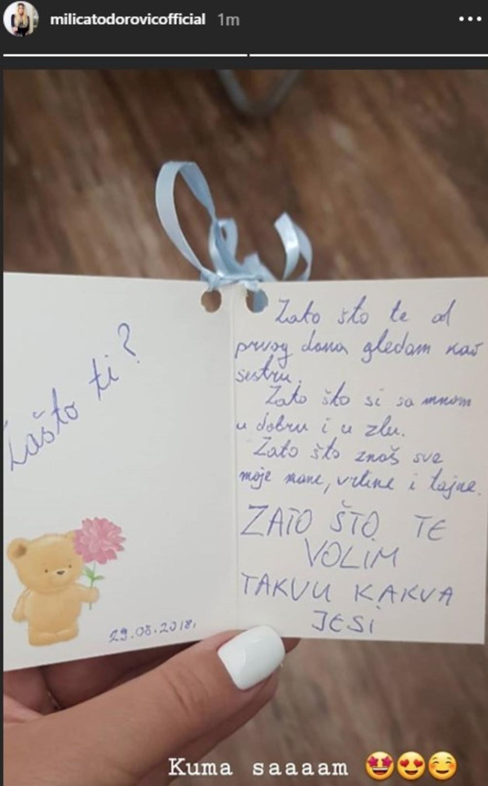 Milica Todorović biće kuma  