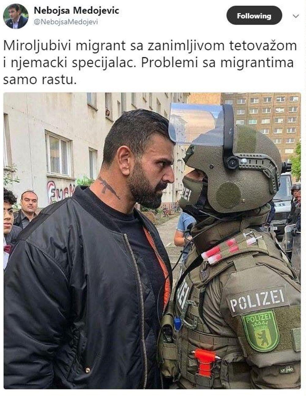 Tvit crnogorskog političara Nebojše Medojevića  